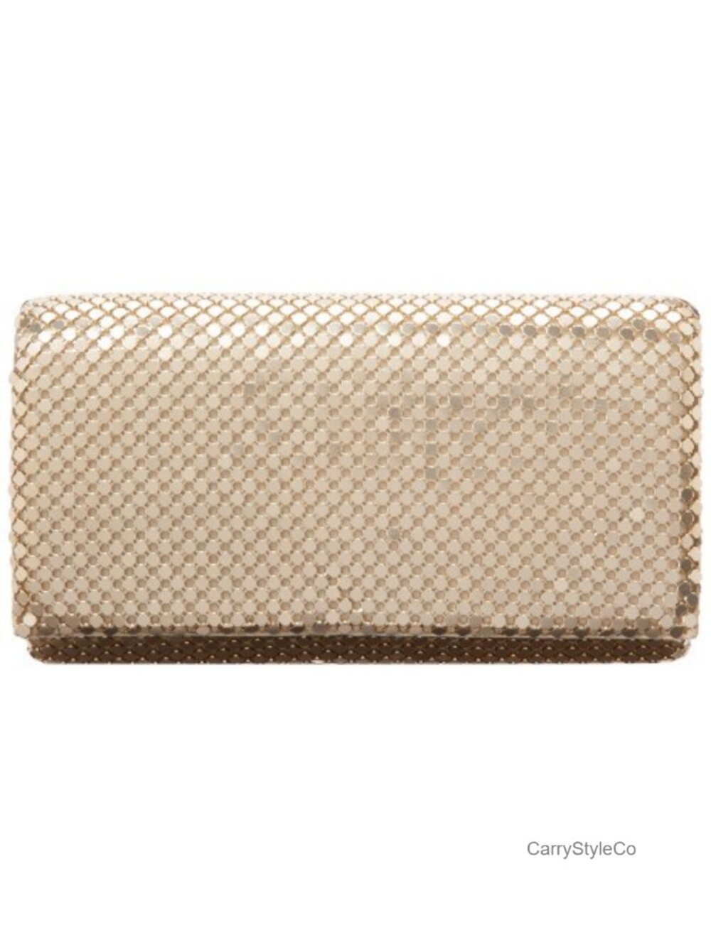 Metal Mesh Clutch Evening Bag with Shoulder Chain Strap